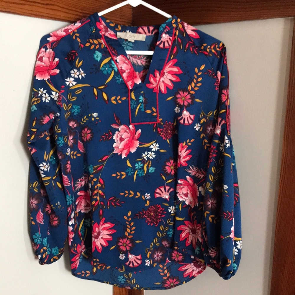 Loft Blue Floral Blouse